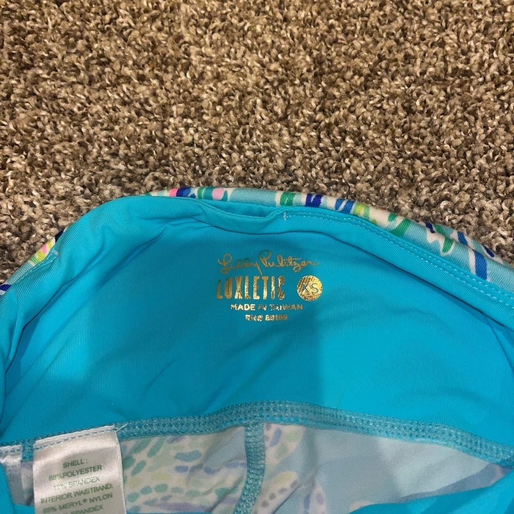 Lilly Pulitzer Luxletic Weekender High Rise midi Bermuda Blue Turtle SZ Size XS - Picture 5 of 9